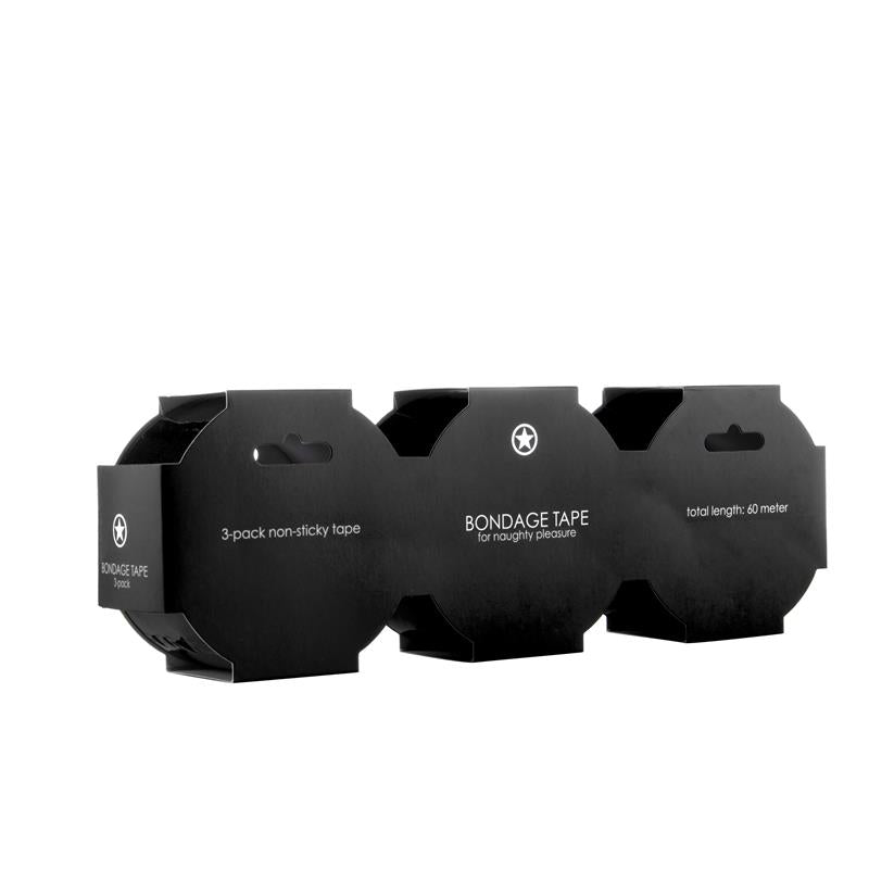 Shots Ouch Pack de 3 de Cinta de Bondage Color Negro