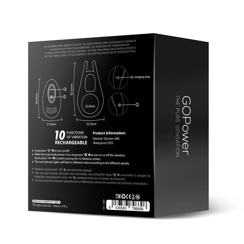 Keylo Anillo para el Pene con Control Remoto y Luces Led USB Silicona
