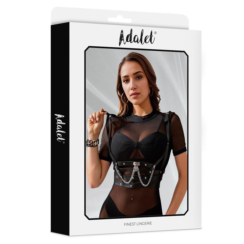 Thalia Arnes de Pecho con Cadena Cuero Vegano Talla unica