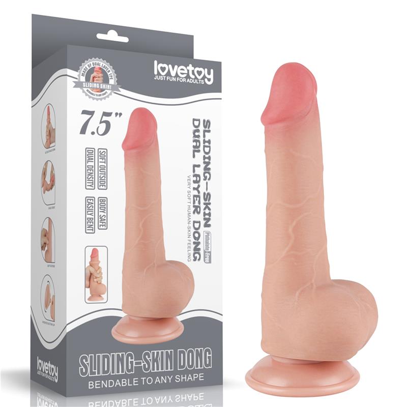 Dildo Dual Layer Piel Deslizante Retractil 75